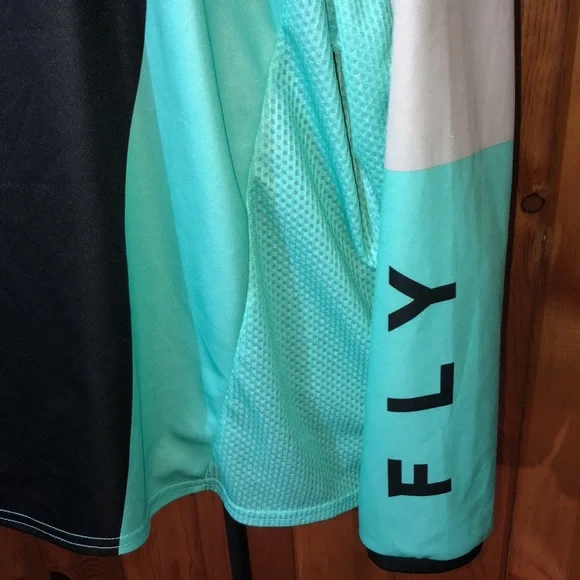 Fly racing kinetic 2X racing jersey turquoise blue long sleeve motocross outdoor - Picture 5 of 9